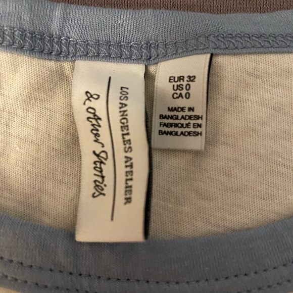 & Other Stories Floral Embroidered Ringer Tee Size 0 - Picture 2 of 3